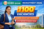 IDBI Bank Recruitment 2026 Junior Assistant Manager JAM 1100 Vacancies Notification