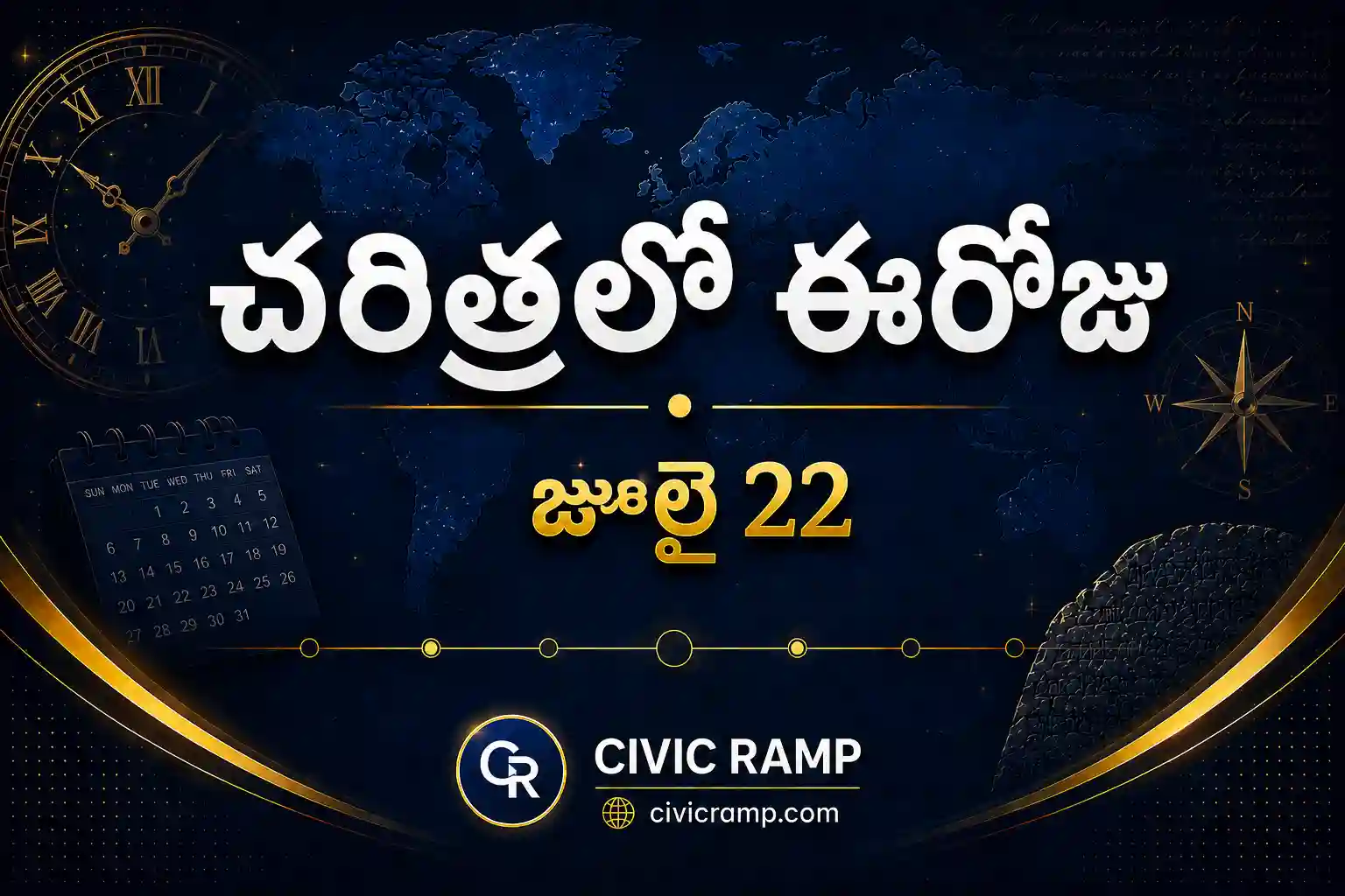 చరిత్రలో ఈరోజు జూలై 22 – ముఖ్య సంఘటనలు, ప్రముఖుల జననాలు, జాతీయ మరియు అంతర్జాతీయ దినోత్సవాలు.