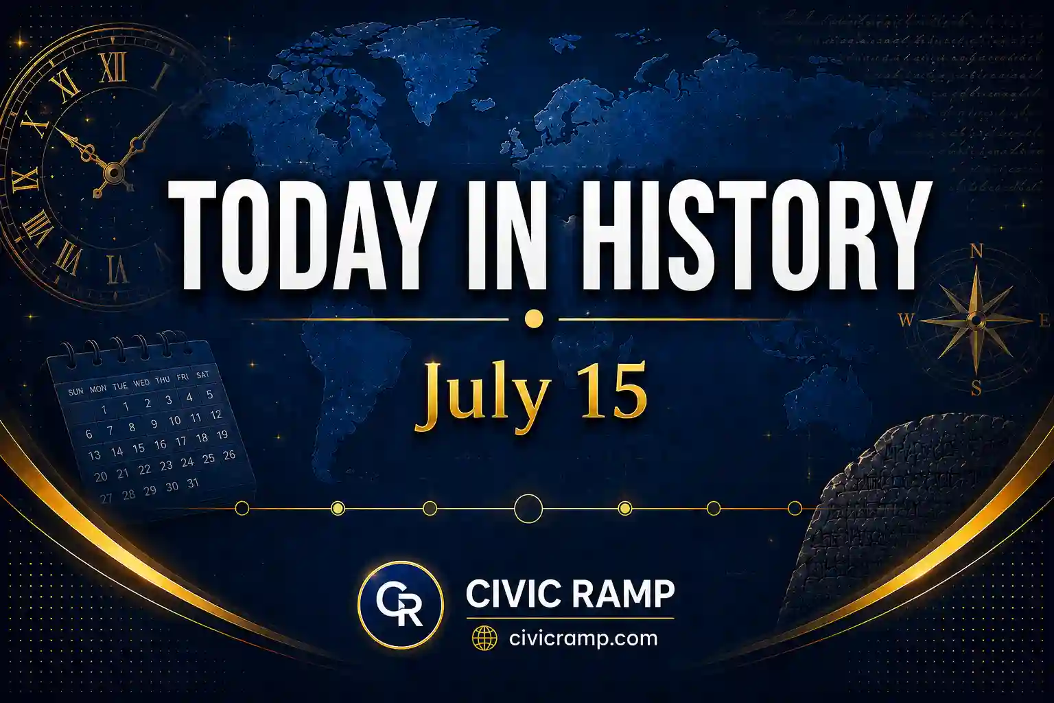 Today in History July 15 featuring important historical events, famous birthdays, national and international days.