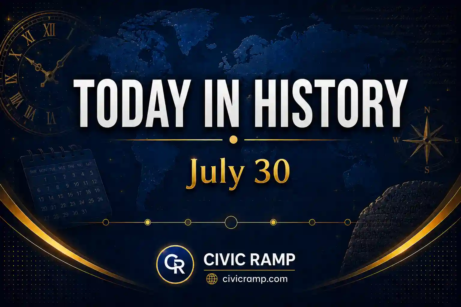 Today in History July 30 featuring important historical events, famous birthdays, national and international days.