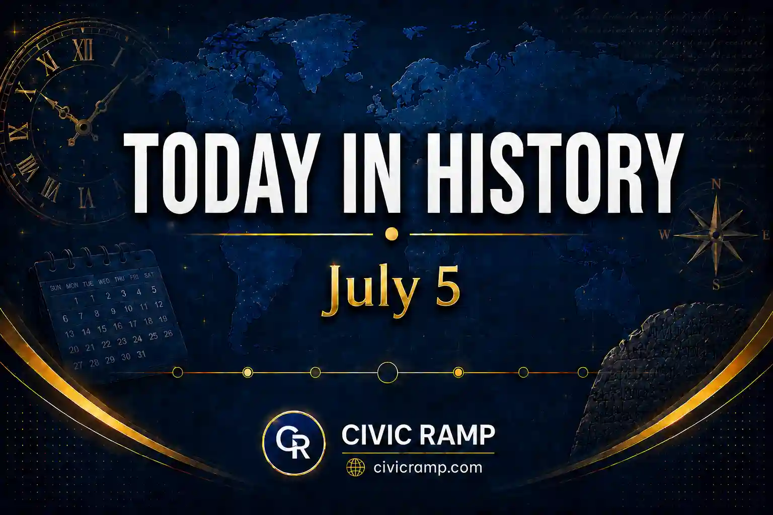 Today in History July 5 featuring important historical events, famous birthdays, national and international days.