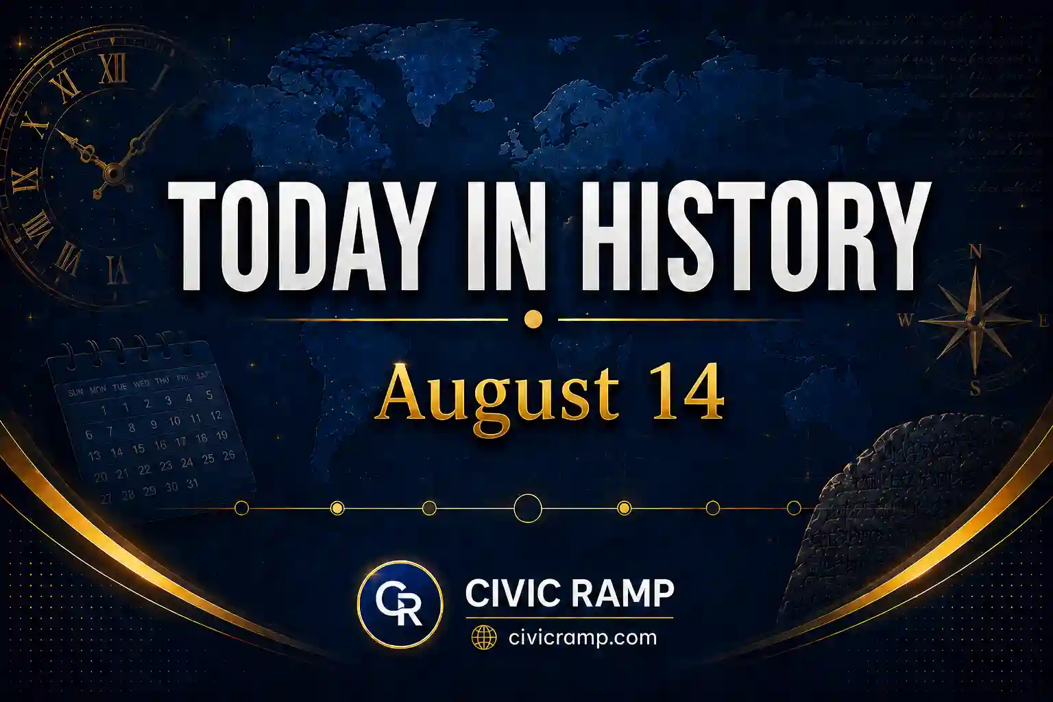 Today in History August 14 featuring important historical events, famous birthdays, national and international days.