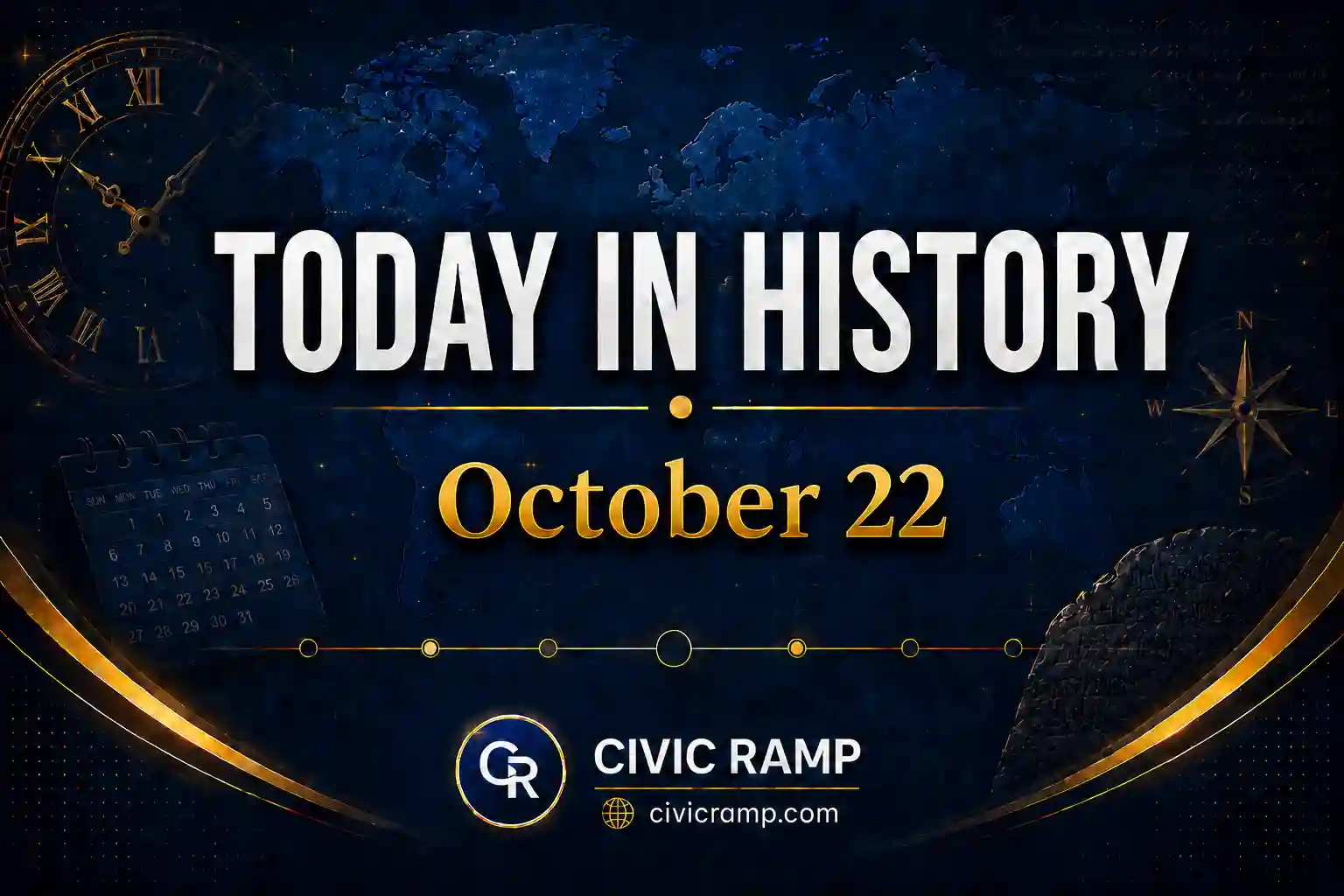 Today in History October 22 featuring important historical events, famous birthdays, national and international days.